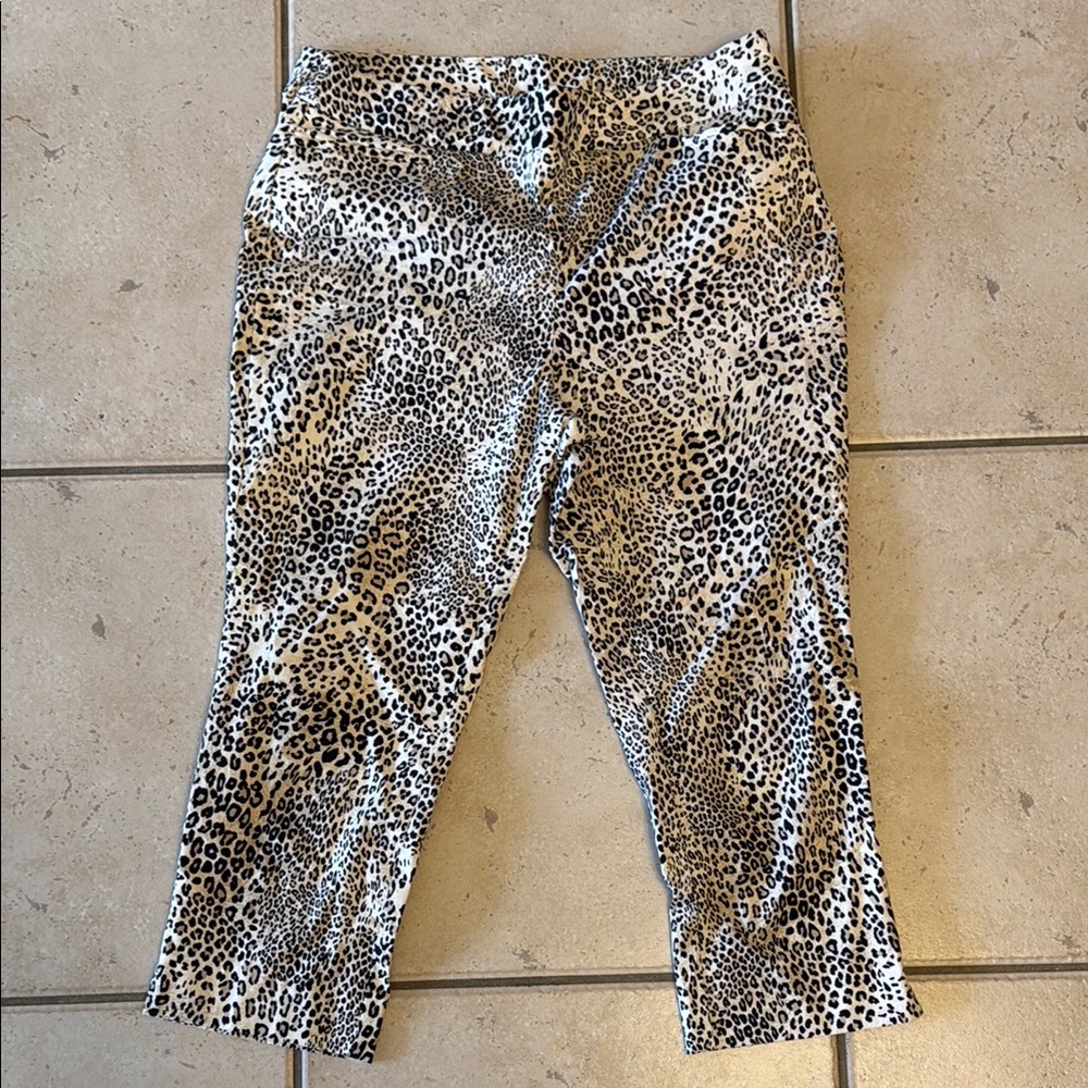 Chico's Leopard Print Cropped Pants - Black and White